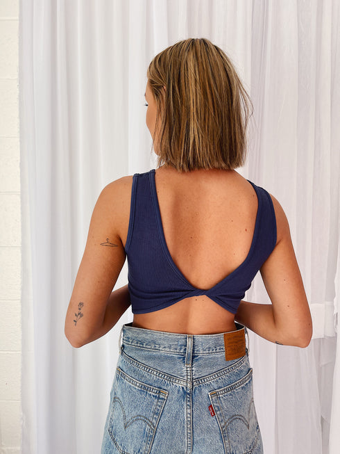 Twist & Shout Ribbed Brami// Midnight